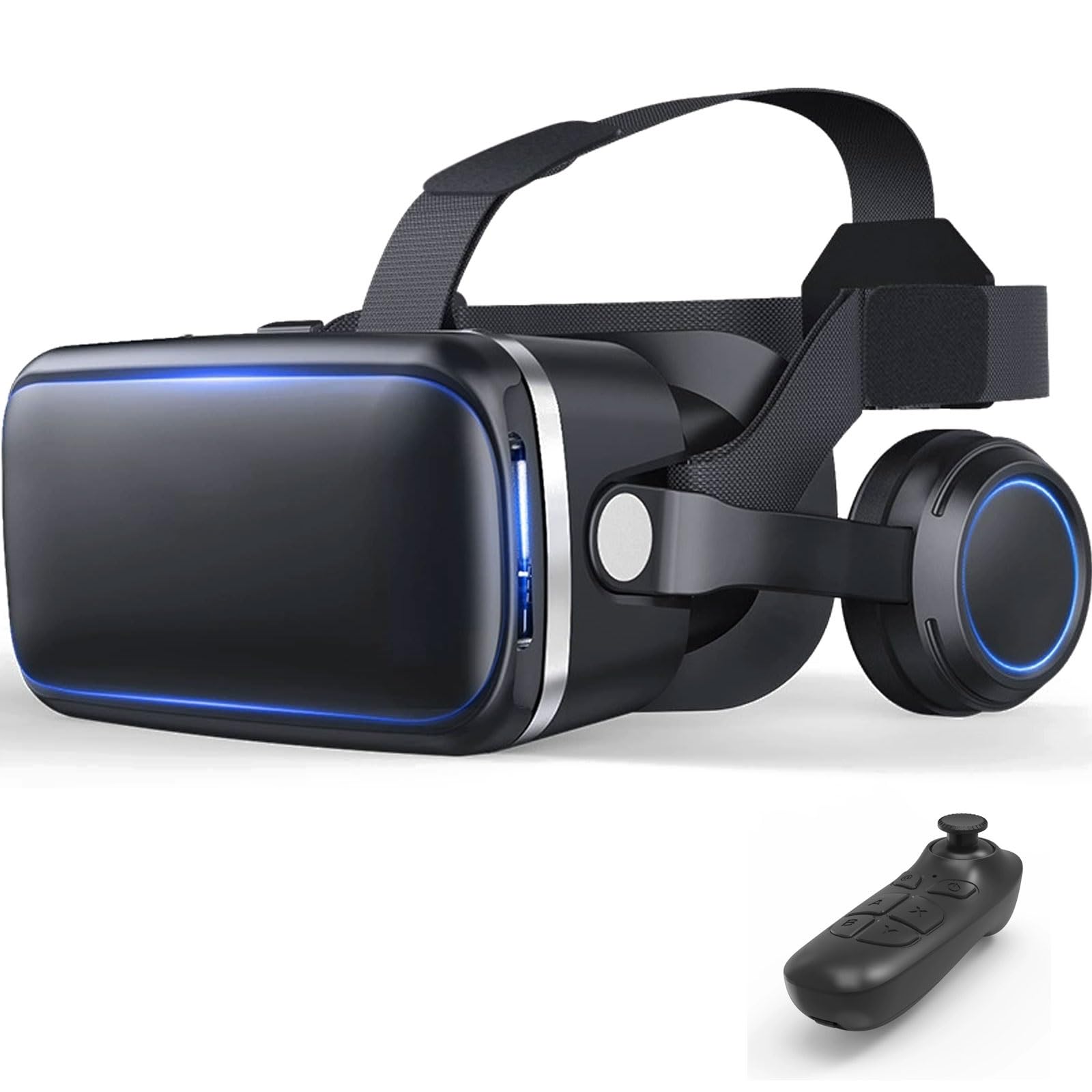 Cuffie Occhiali 3D VR, Visore Realtà Virtuale 3D, VR Visore Cuffie con Lenti HD Anti Luce Blu, per iPhone/Android Smartphones da 4,7 a 7,2 pollici, Regali di Natale per bambini e adulti(B)