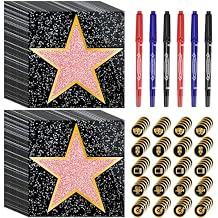 Pasimy 25 Pcs Movie Star Stickers Movie Theme Party Decorations Red Carpet Stickers Stars of Fame Decor Kit Stars Props with Black Markers for Red Carpet Party Decorations