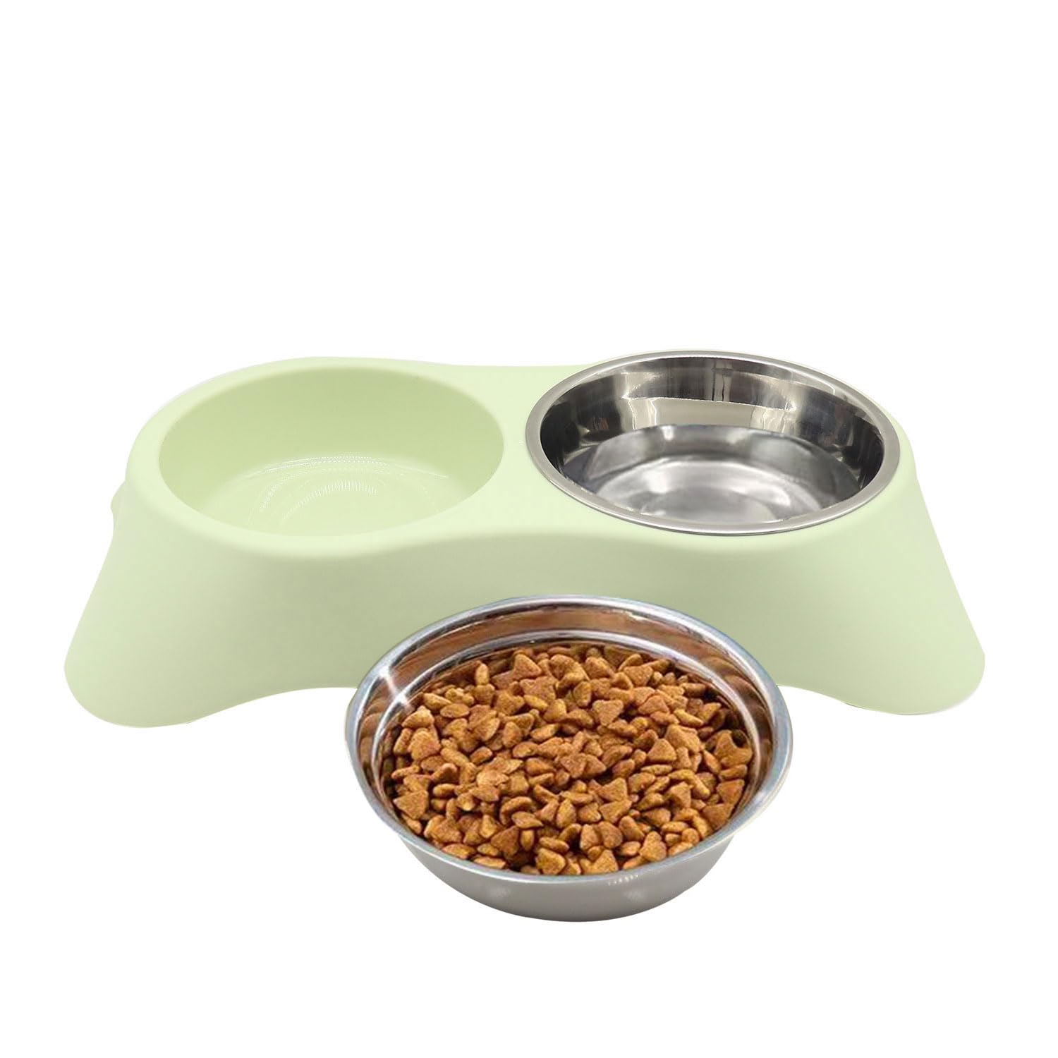 Arightmu 2-in-1 Stainless Steel Pet Bowls, Green, Large - Image 3