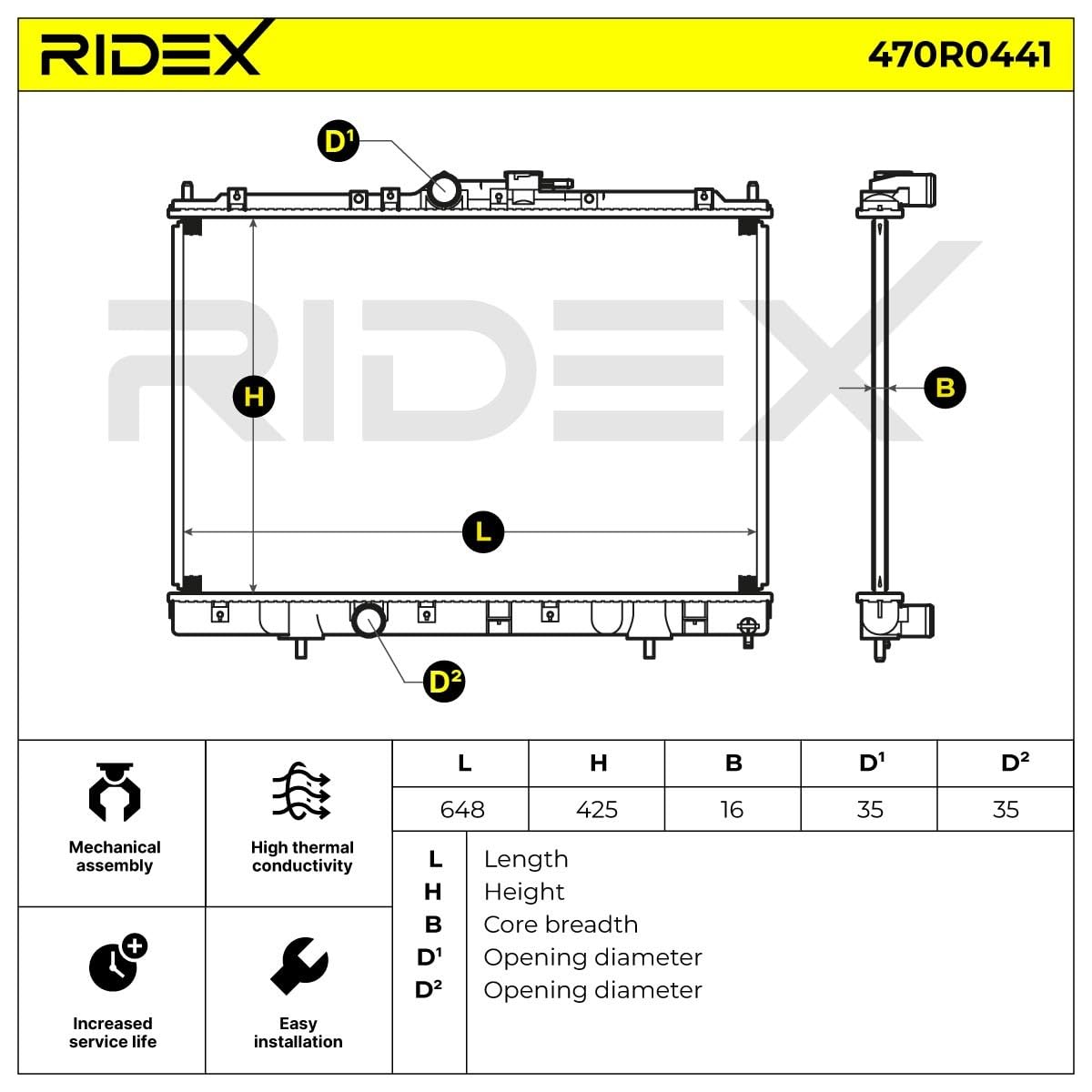 RIDEX 470R0441 Radiador refrigeración del motor Compatible con MITSUBISHI PAJERO PININ H6W, H7W