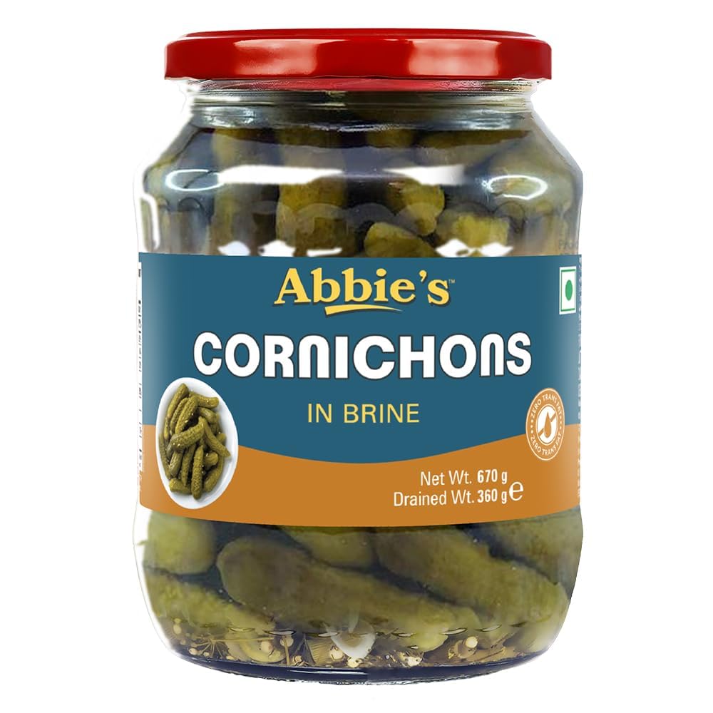 Abbies Cornichons In Brine 670 g Ready To Eat | Zero Fat Crunchy Pickle | Perfect Topping For Pizza, Sandwich, Burger , Salad , Snacks and more | (B00LC29TMK) Amazon Price History, Amazon Price Tracker