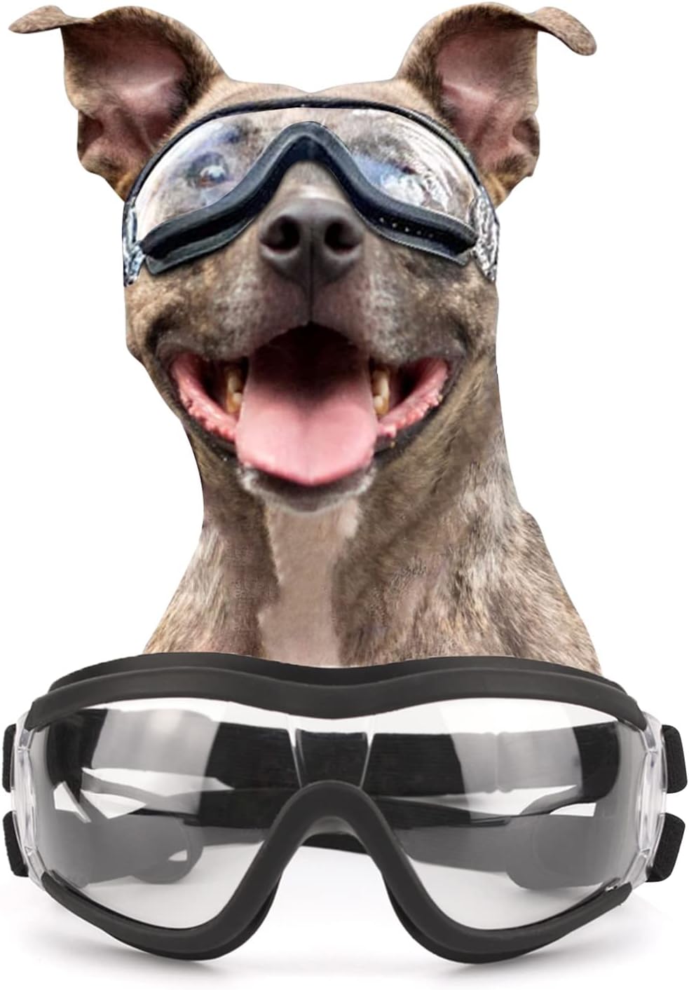 Dog Goggles Large Breed, Large Dog Sunglasses Eye Protection, Windproof Pet Goggles for Medium Large Dog Riding Biking Driving, Clear