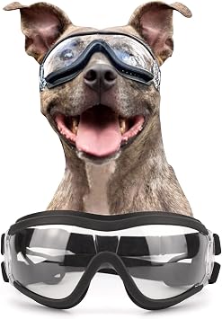 Dog Goggles Large Breed, Large Dog Sunglasses Eye Protection for Dogs Windproof Goggles for Medium Large Dog Riding Biking Driving, Clear