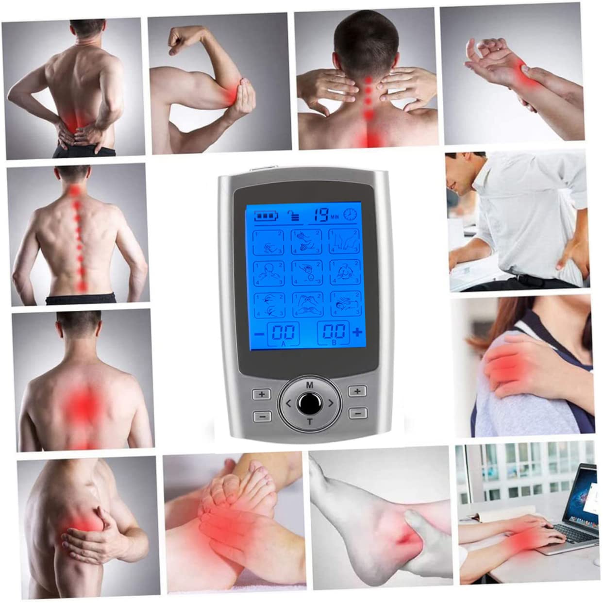 36 Modos para Masaje Muscular y Alivio Cervical, Kit de Fisioterapia 8 Electrodos para Hombros y Cuello en Casa o Spa