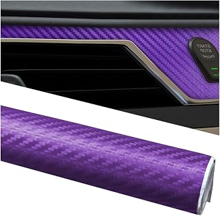 Car 3D Carbon Fiber Wrap Stickers Decal, 5FT x 1FT Air Release Vinyl Auto Body Wrap Roll Film Decoration, Self Adhesive Scratch Resistance DIY Interior Exterior Decals for Cars (Purple)