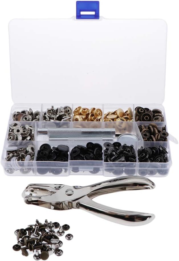 Luzhengyang 146 Sets Rivets Studs Fastening for DIY Leather Crafts, Rivets