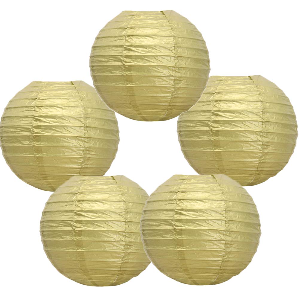 Time to Sparkle 5 Pack Tissue Paper Round Lanterns LampShade Lamp Shade Wedding Birthday Party Decoration | White, 30"(75cm) | — view 8