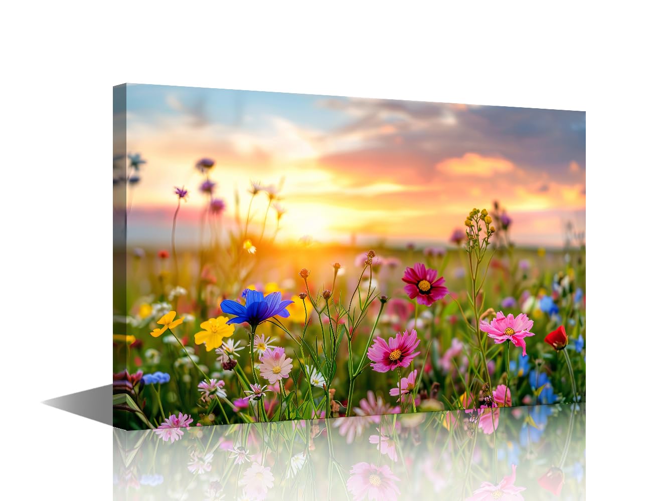 TISHIRON 5 Piece Wild Flower & Sunset Art for Bedroom Framed Canvas Home Decor, 40x60cm, Artwork-05, 16"Wx24"H