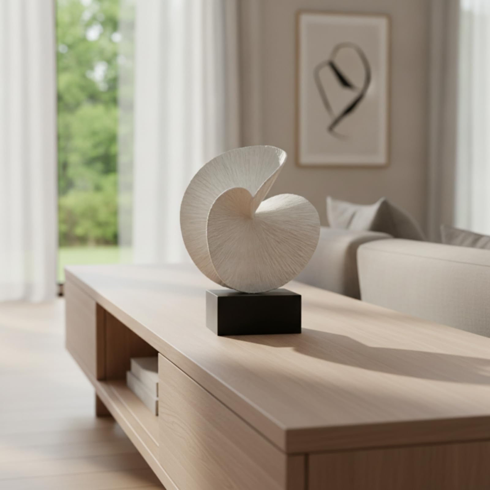 Baoblaze Scultura Foglia Decorativa Ornamento Statua Soprammobile con Base in Resina Sintetica Contemporaneo E Scultorea Adatta per Salone Ingresso Studio Consolle, Sandstone Geometric