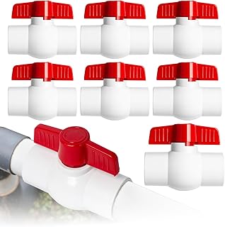8PCS 3/4" PVC Ball Valve, Shut-Off Valve Socket with Red T-Handle, Slip PVC Ball Valve Water Supply Lines, Outdoor Plumbing & Irrigation System