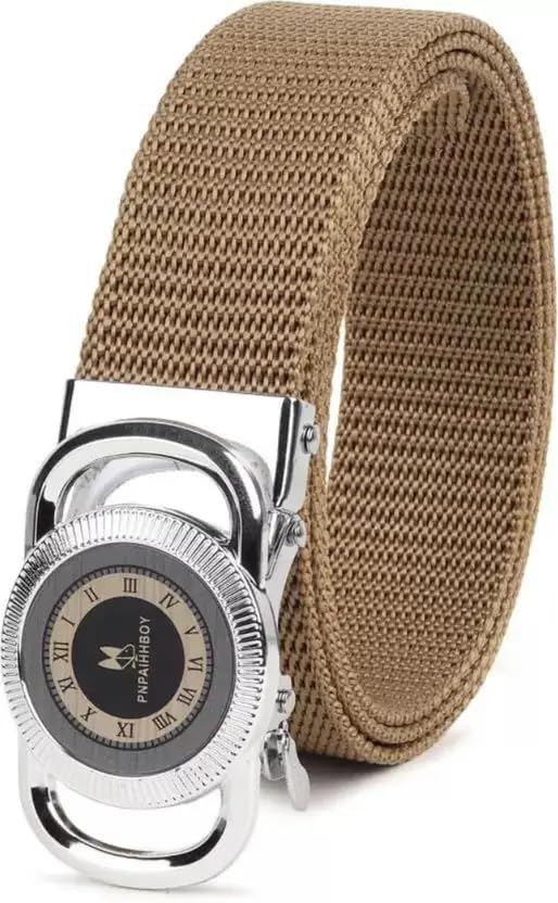 PNPAIRHBOY Men's Nylon Tactical Belt, Khaki, Woven Canvas Web Belt with Clock Face Buckle-image-21