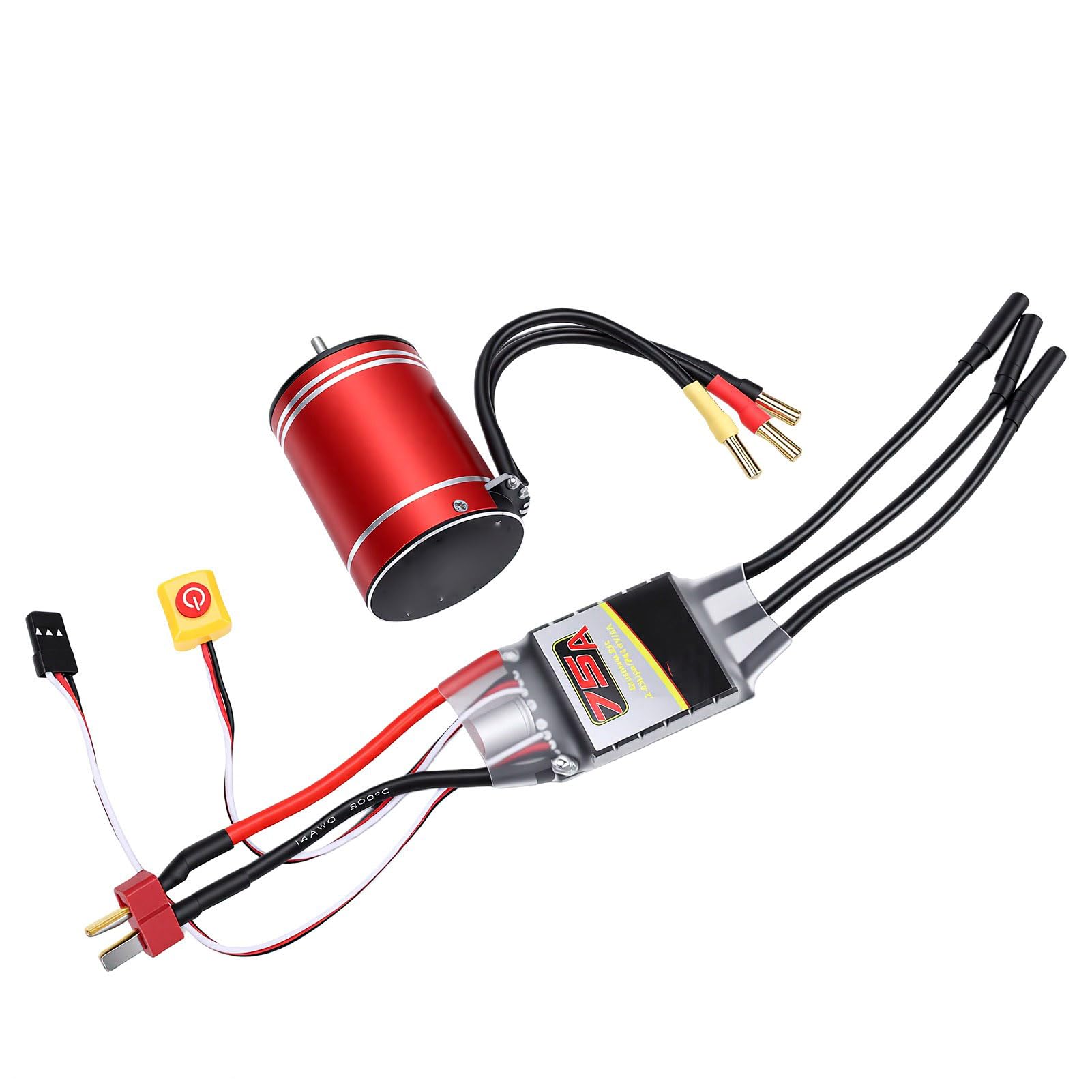 Generic Silnik Bezszczotkowy RC ESC Combo Wysoka wydajność Wodoodporny 3400KV do Samochodów w Skali 1/10 1/8 Łodzie Miedź Aluminium Zestaw