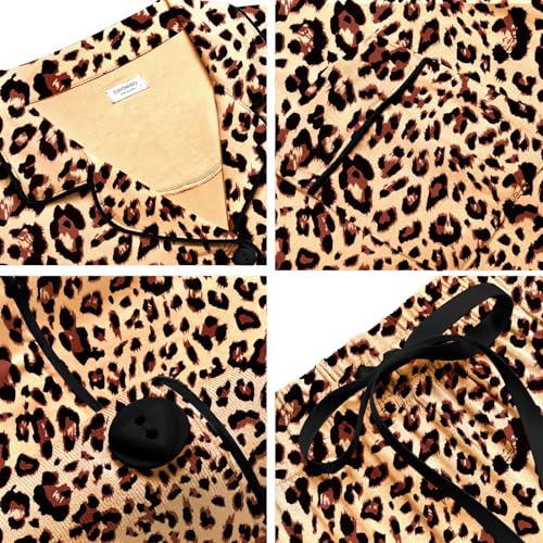 Image of SWOMOG Womens Button Down Pajamas Set Short Sleeve Sleepwear Bride Soft Pj Lounge Sets XS-3XL