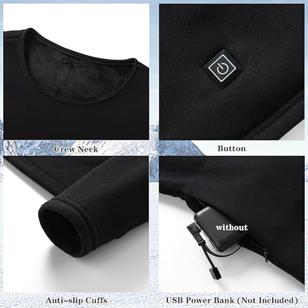 Completo Intimo Termico Riscaldato per Uomo e Donna, Pantaloni e Maglia Unisex con Riscaldamento Elettrico USB e 52 Zone di Calore, Lavabili,XXL
