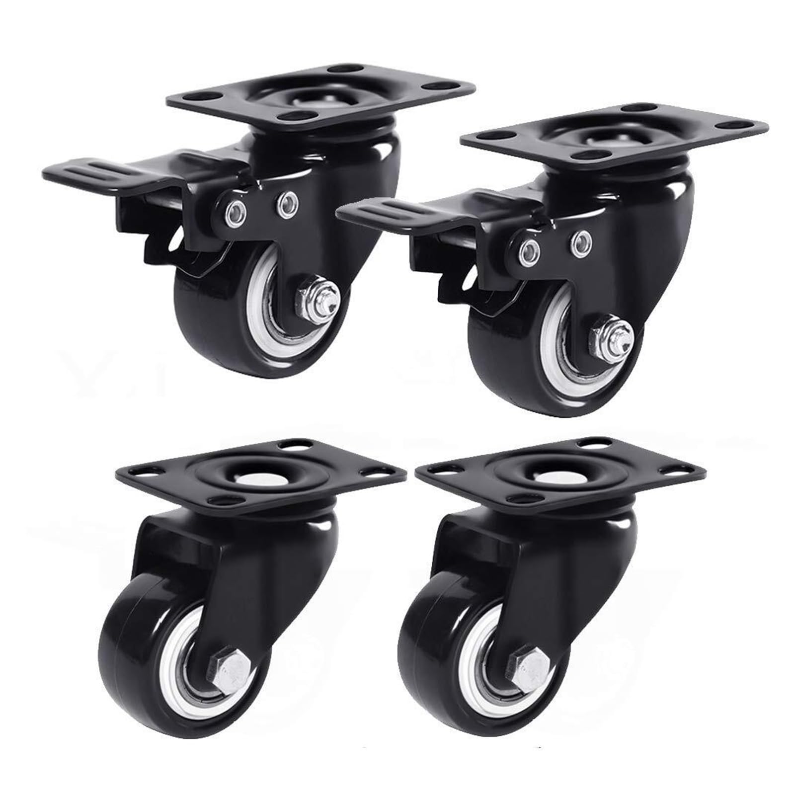 GYRAZXS Heavy Duty Casters 4 Pack Swivel Furniture Castor Wheels with Polyurethane Black Double Bearings Wear Resistant for Workbench