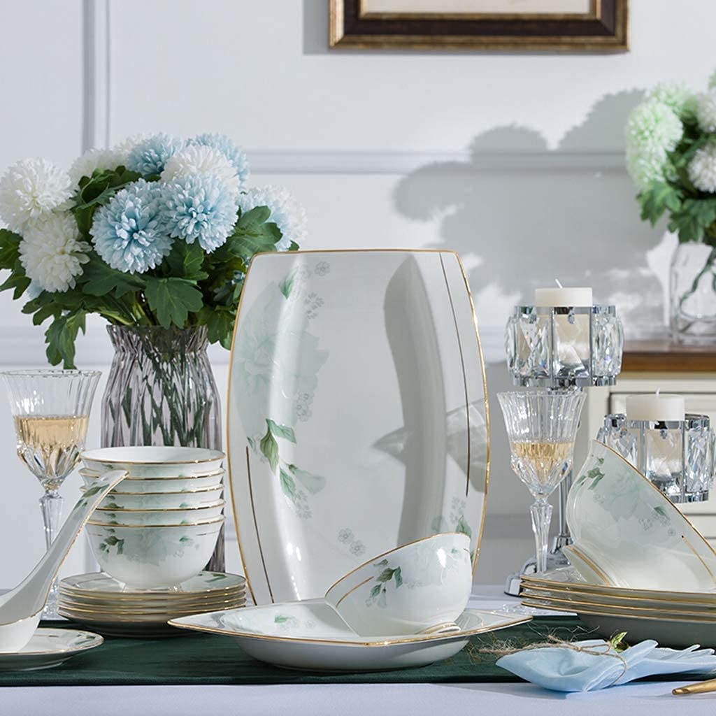 H3TF5J Ceramiczny zestaw zastawy stołowej, 50-częściowy zestaw porcelanowy, ręcznie pomalowane zastawa stołowa, wielofunkcyjna zastawa stołowa gospodarstwa domowego, Proces kolorów o wysokiej