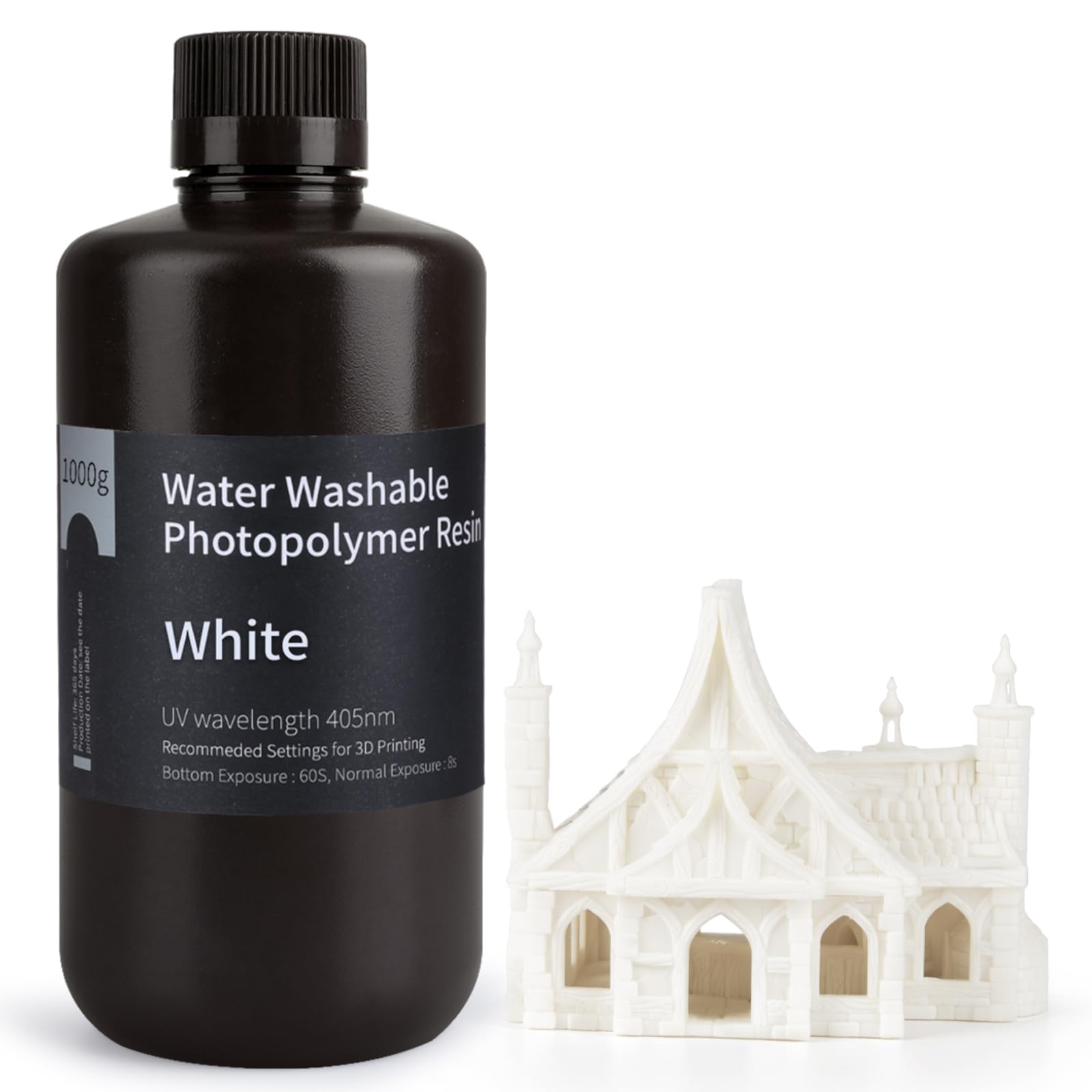 ELEGOO Water Washable 3D Printer Rapid Resin LCD UV-Curing Resin 405nm Standard Photopolymer Resin for LCD 3D Printing 1000Gram White-picture-33