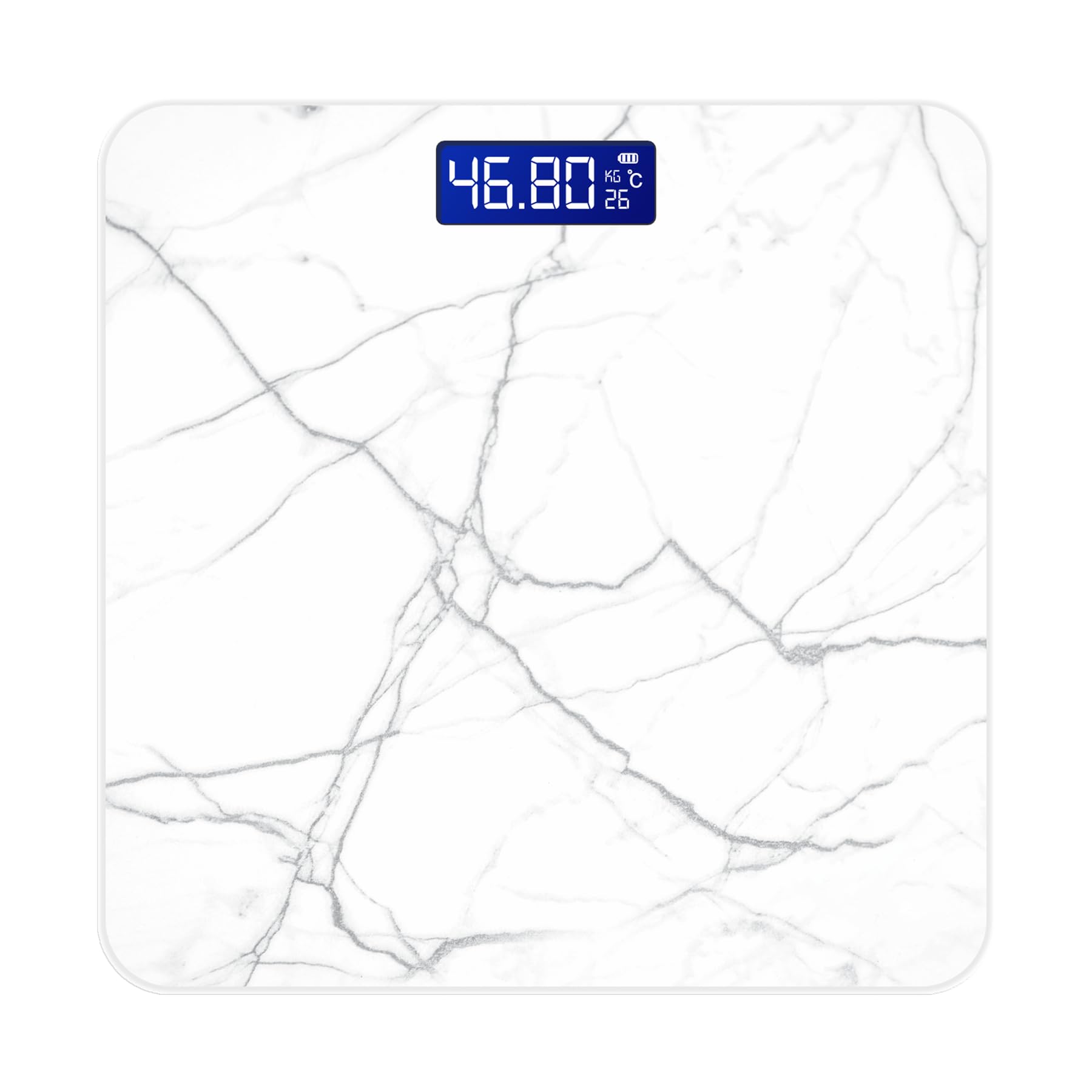 Vandelay (UK) Digital Weighing Scale – [Spirit Series] – Electronic Weight Machine for Human Body with Thick Tempered Glass (White Marble)