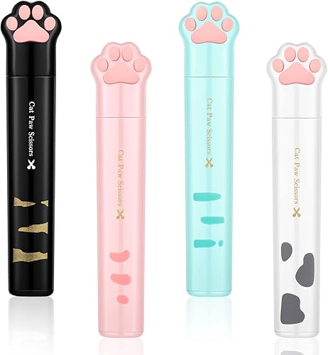 Demissle 4 tijeras de seguridad plegables pequeñas de acero inoxidable para cortar papel, álbumes de recortes, manualidades