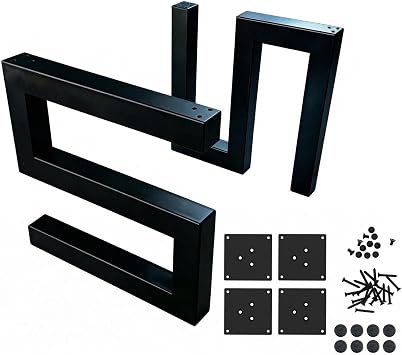 Orgerphy 16" S-Shaped Iron Table Legs Set of 2, Reversible Installation, Matte Black Industrial Furniture Legs for Coffee Table, Bench Legs, Desk Legs 16 Inch