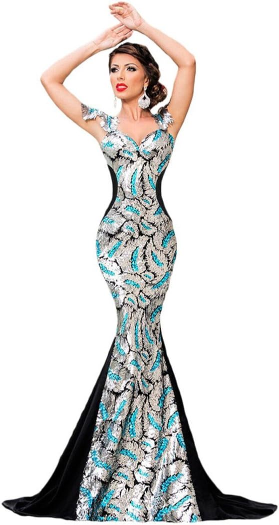 Mxtoppy Maxi Dress Evening Party Cocktail Elegant Mermaid Gown(XL)