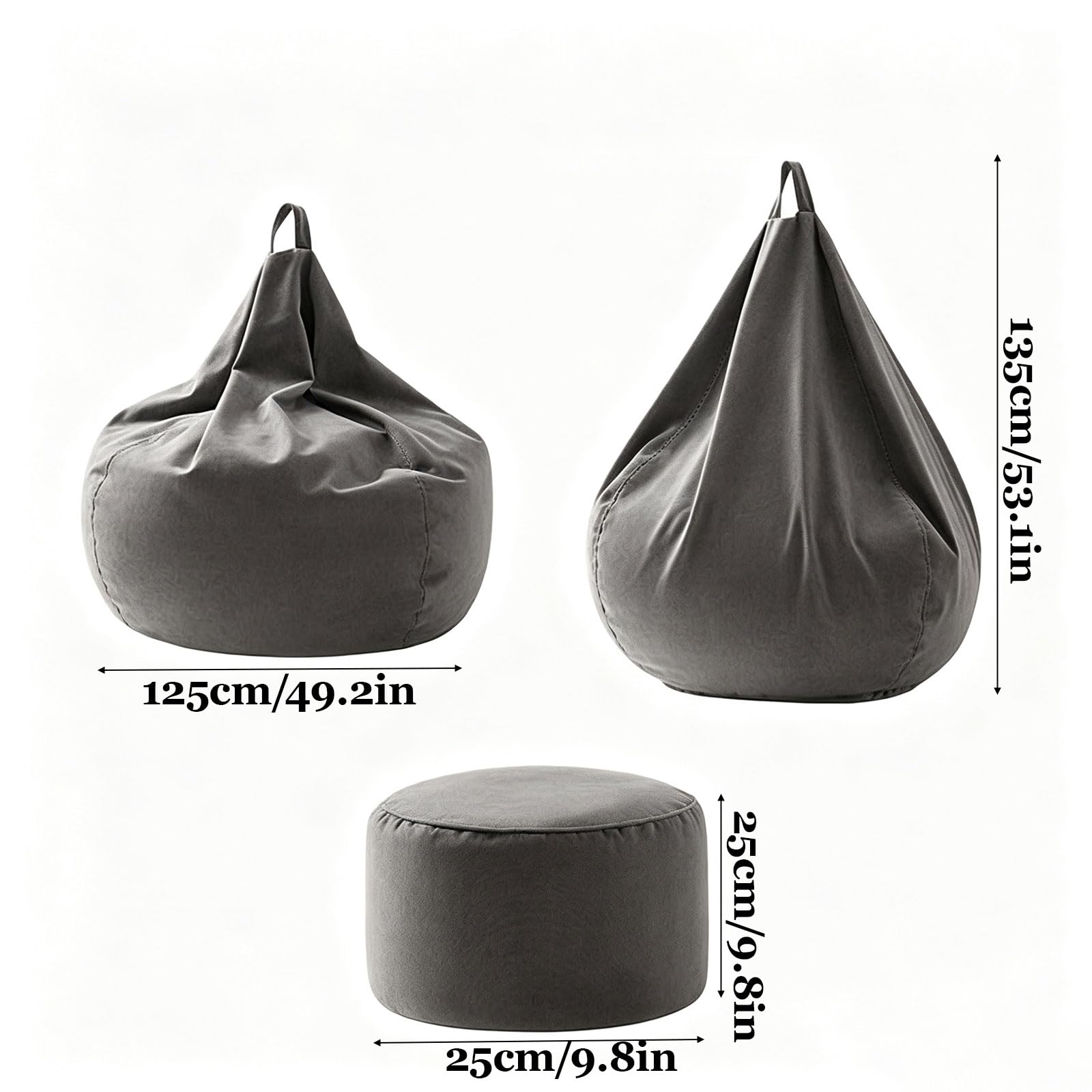 Sitzsack XXL für Erwachsene mit Ottoman