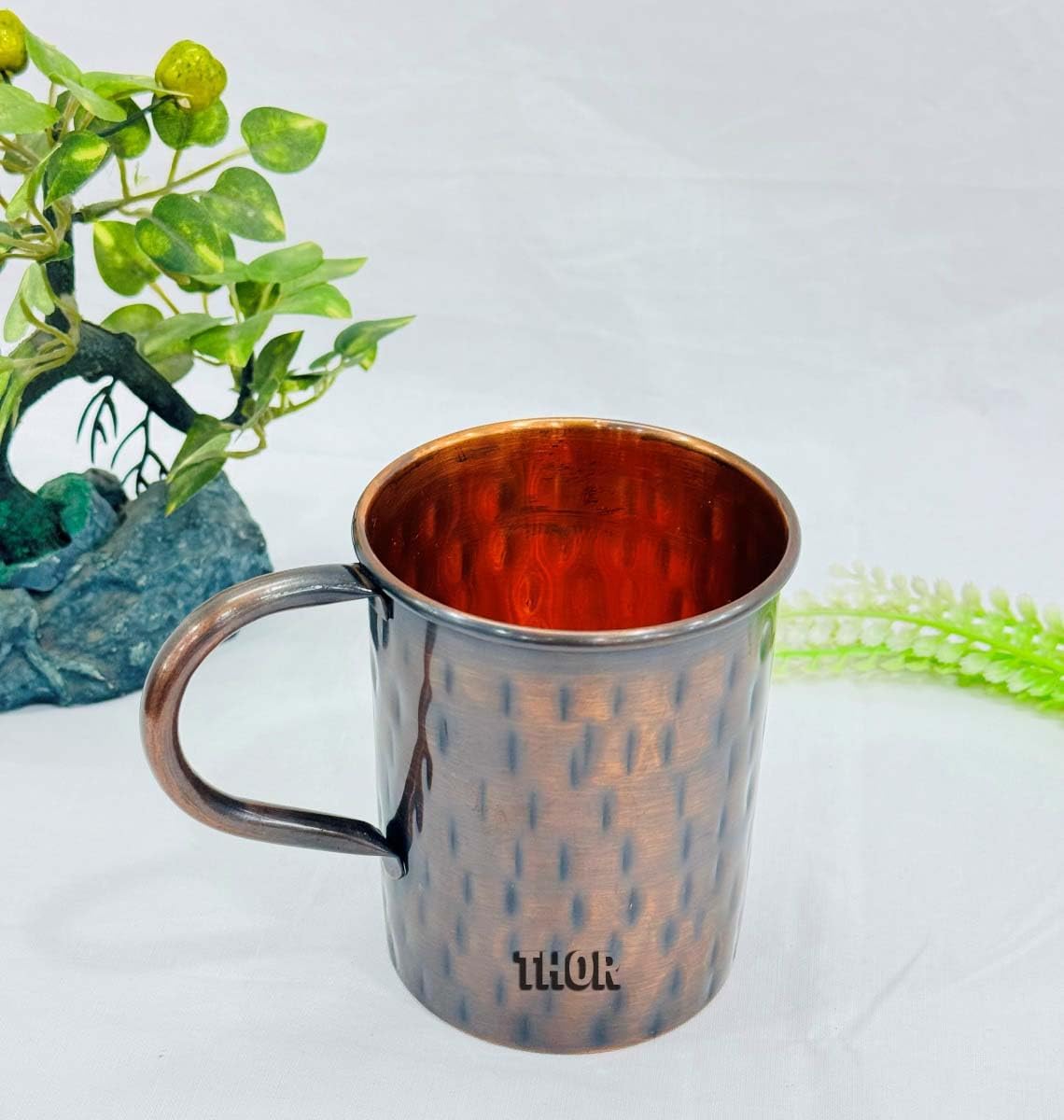 THOR INSTRUMENTS Pure Copper Black Moscow Mule Mugs - 14 Oz Original Hammered Copper Mug Cup For Mules, Cocktails, Or Your Favorite Beverage - Keeps Drinks Colder, Longer