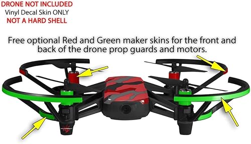 Miniatura 3 de Skin Decal Wrap 2 Pack para DJI Ryze Tello Drone Camuflaje Rojo DRONE NO INCLUIDO