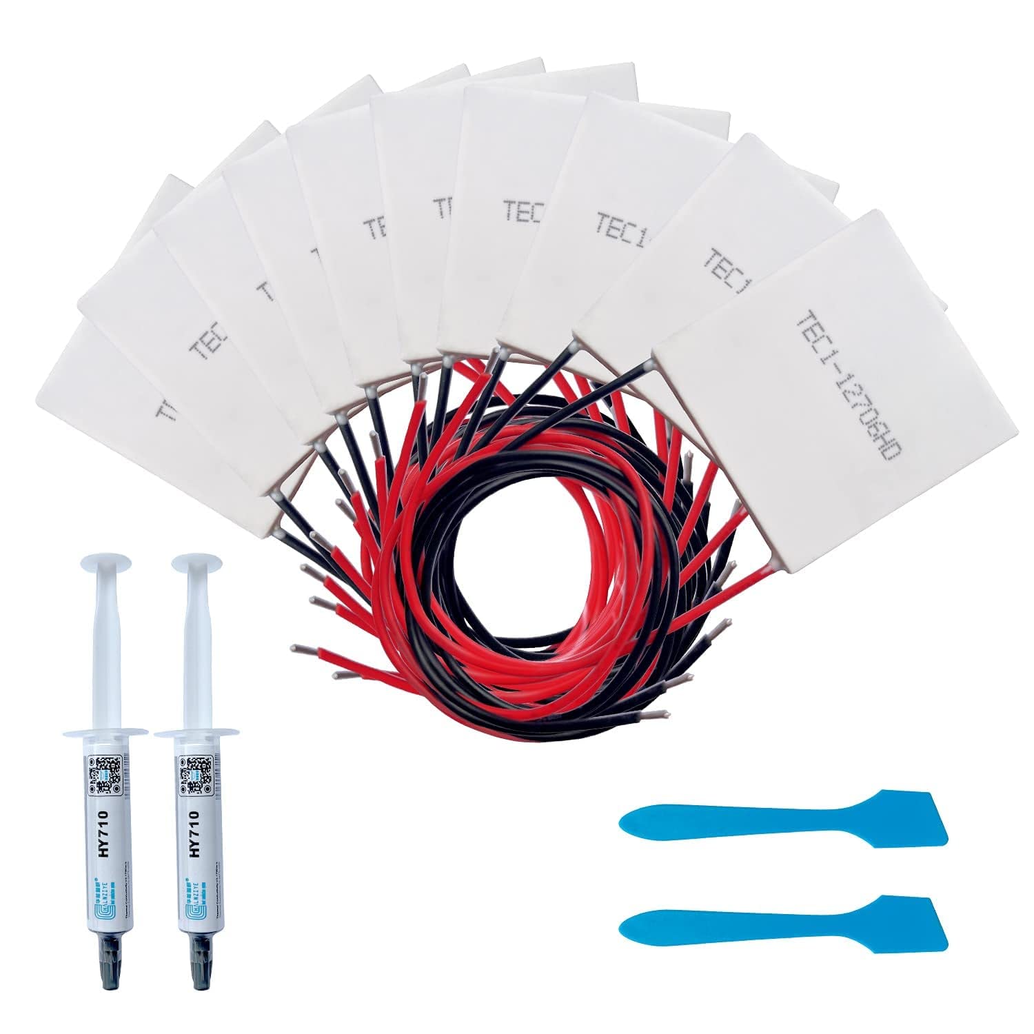 10 Packs TEC1-12706 semiconductor Refrigeration thermoelectric Generator Peltier Cooler Module Kit 40x40x3.7mm (with 2pcs Thermal Paste>3.17M/K 10g))
