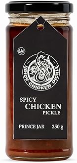 SPICY CHICKEN PICKLE (250g) - South Indian Style Pickled Chicken in Glass Jar | Hand-Ground Spices & Cold-Pressed Oils | Reusable Eco-Friendly Glass Jar | Spicy & Meaty