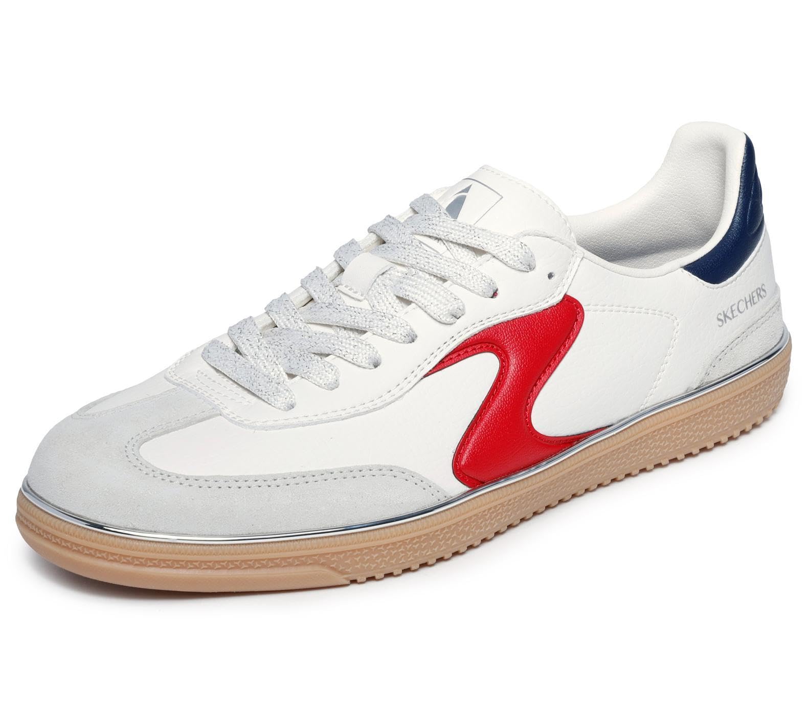 Skechers Women's Hotshot Living Luxe Trainer, White Duraleather/Leather/Navy/Red Trim, 3.5 UK