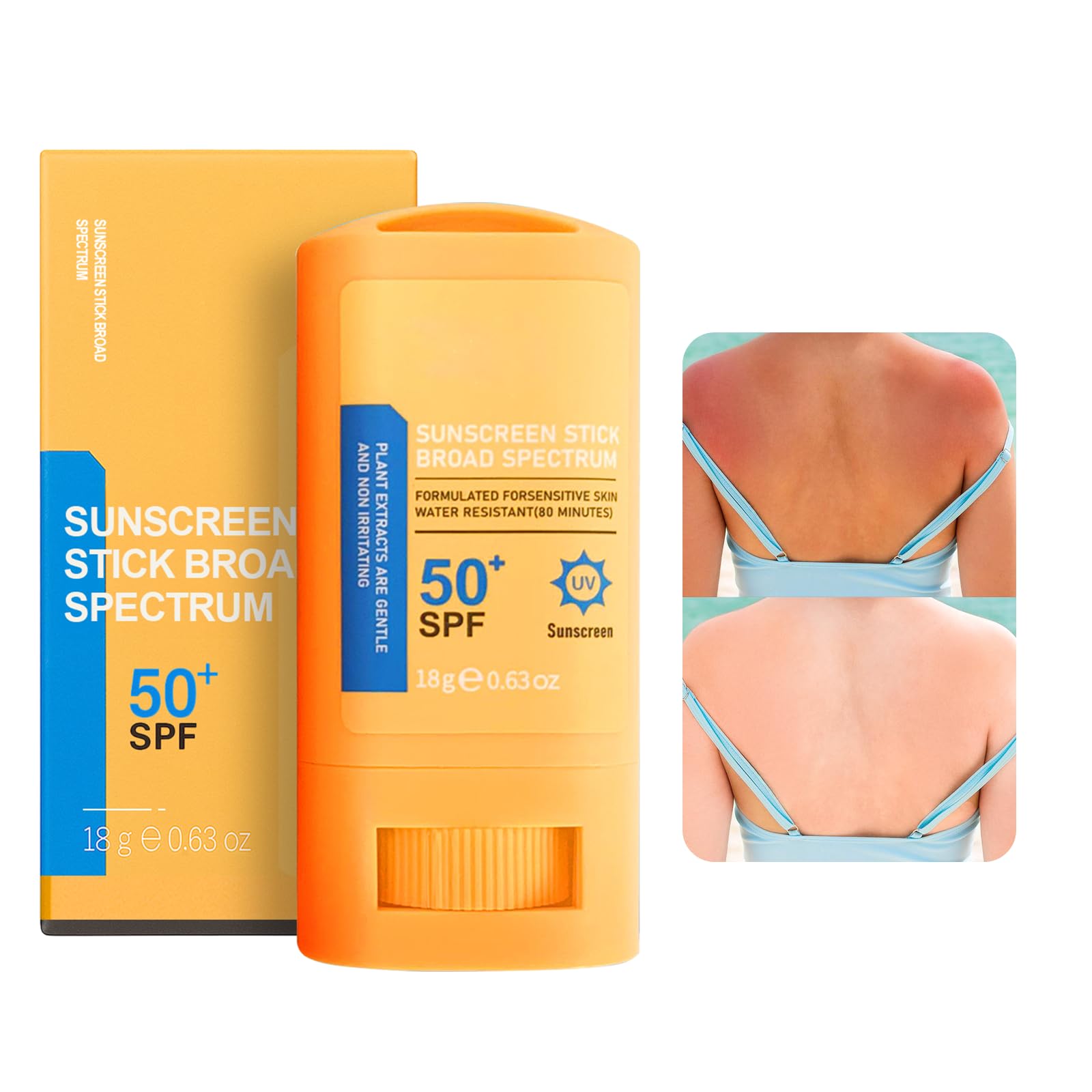 Reef Safe Sunscreen Stick SPF 50+ Broad Spectrum UVA/UVB Protection Water Resistant 80 Min Face & Body with Ceramides & Squalane Travel Size Sunscreen