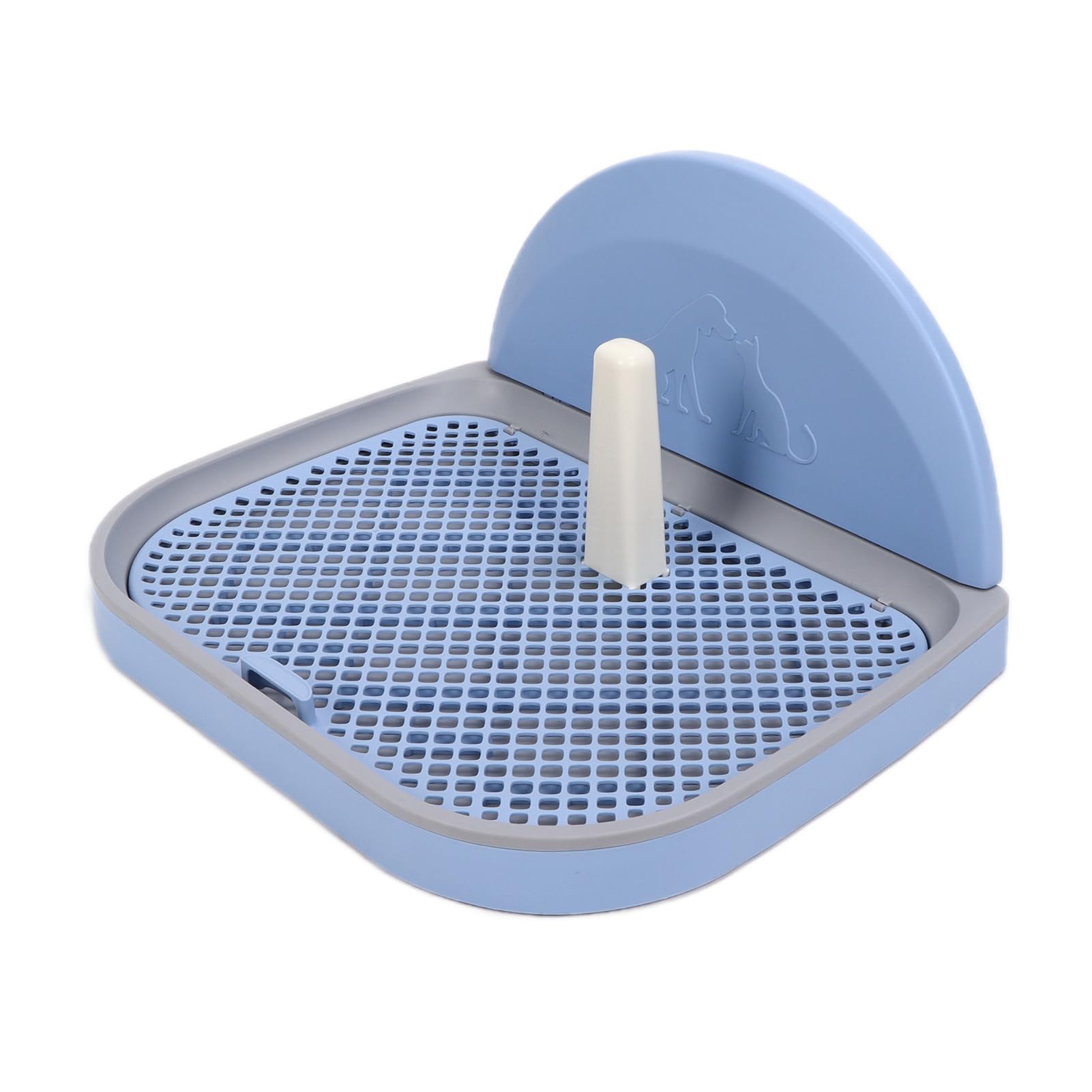 AMONIDA Inodoro para Mascotas, Bandeja Portátil de Malla para Orinal para Perros con Poste Extraíble para Perros Pequeños y Gatos, Plástico Fácil de Limpiar, 22,4 Pulgadas X 17,7 Pulgadas (cielo azul)