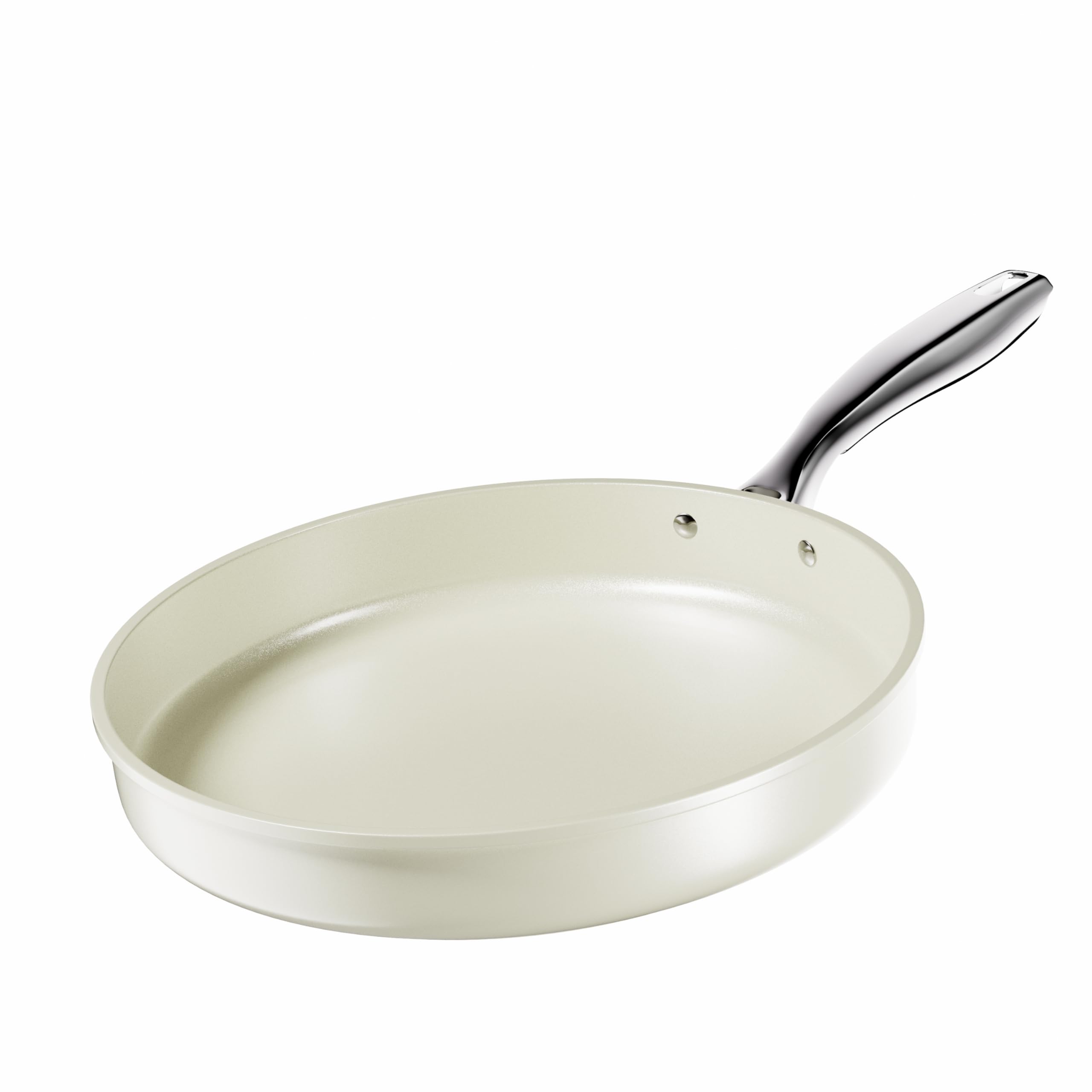 Koch Kode Non-Stick Frying Pan 28 cm, Scratch Resistant Large Ceramic Frying Pan, Induction Compatible, Dishwasher Safe, PFOA and PTFE Free, Milk White