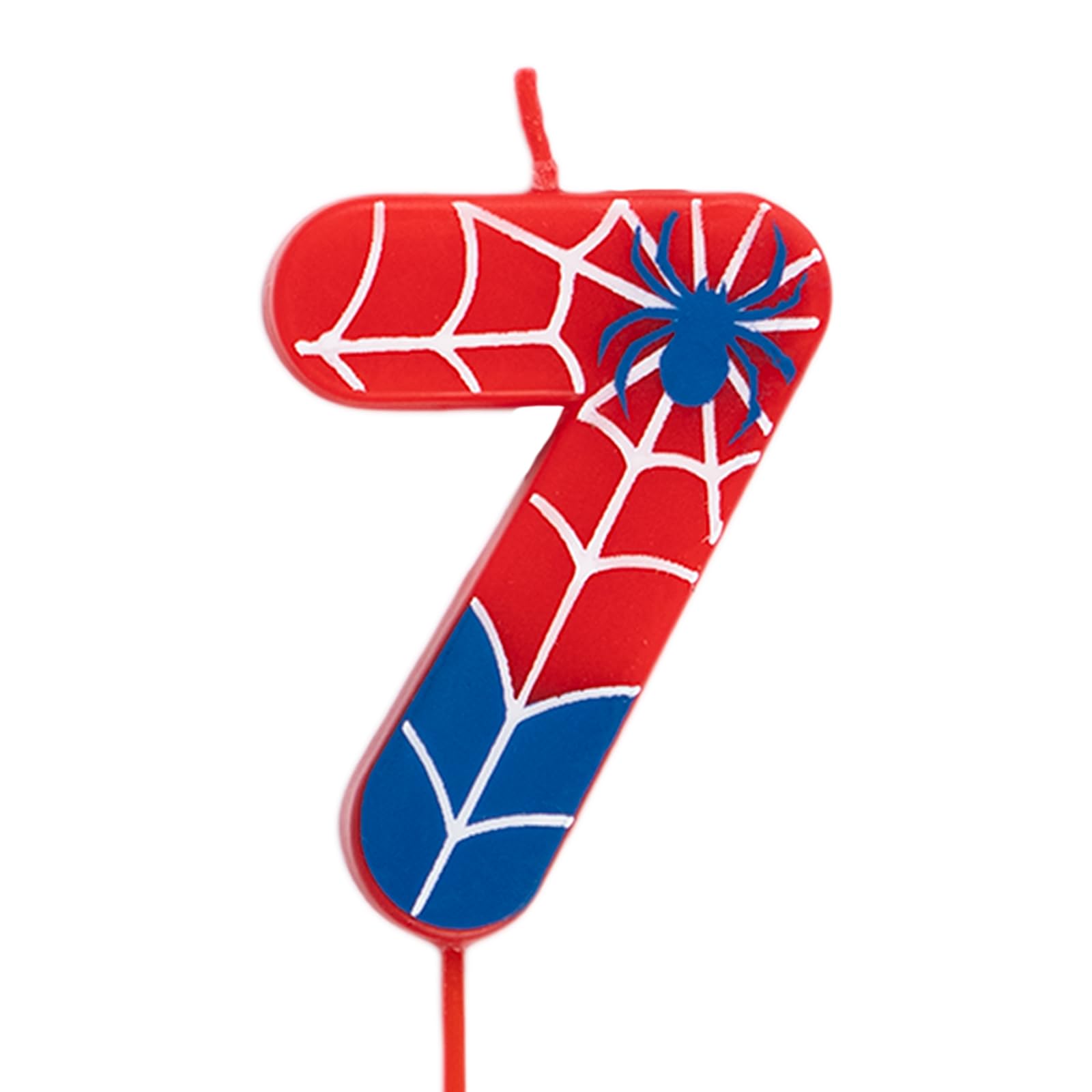 Oh Yeah 7 - Number Spider Candles For Cakes - Numbers 0 To 9-6 Cm - Perfect For Children's Cakes - Red And Blue With Spider Webs And Spider - Children's Birthday Candle - Spiderman Party