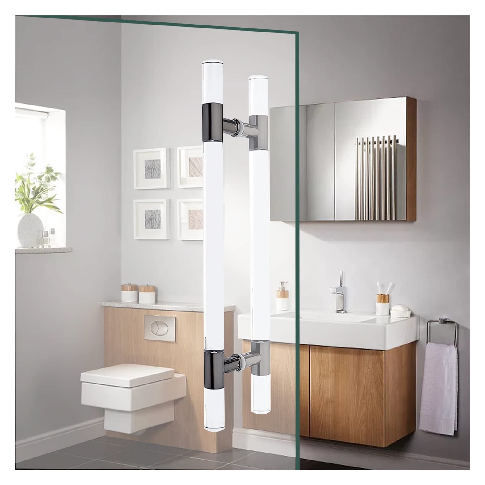 Poignée de porte pour grange et salle de bain en cristal transparent