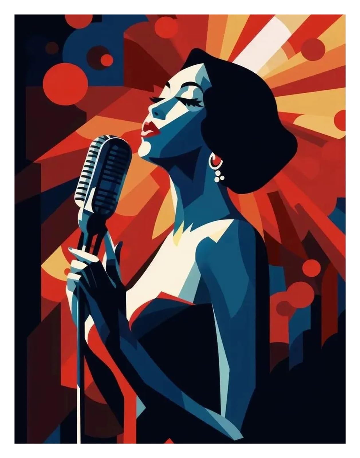 Tableau peinture musique jazz 30x40cm - Toile abstraite déco nordique
