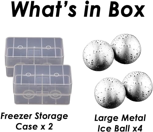 Miniatura 3 de Das TooKii Juego de regalo de piedras de whisky, cubitos de hielo de acero inoxidable, enfriador de whisky redondo XL, enfriador de bolas de hielo