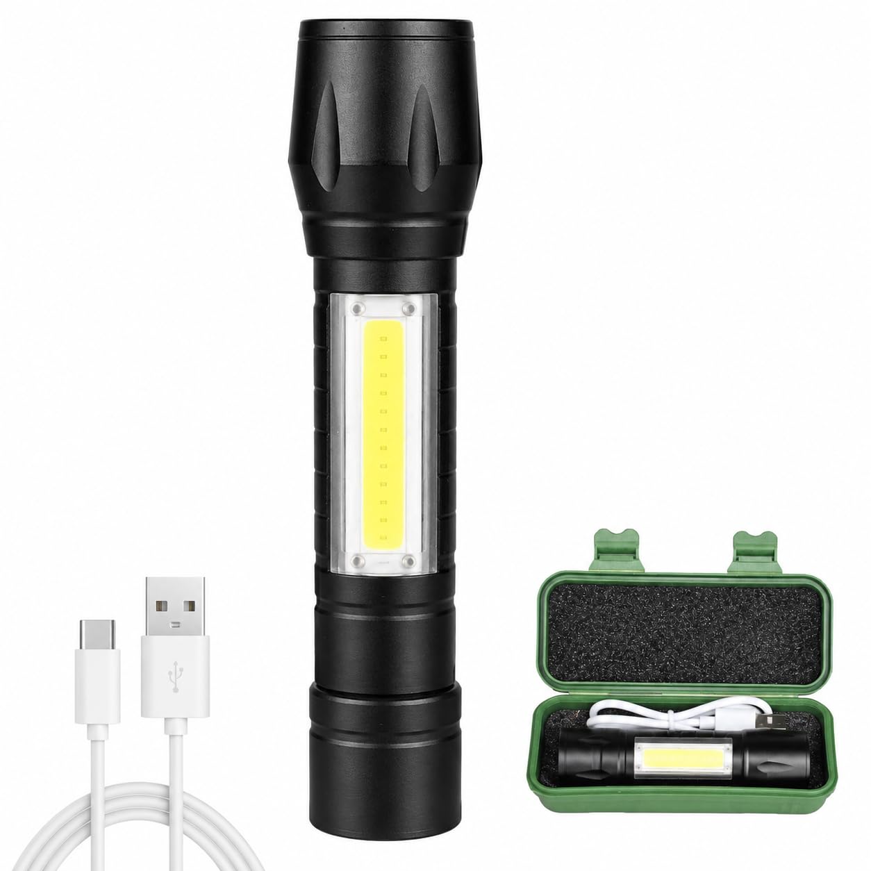 VALECTA Enterprise Small Sun Meter Zoomable Waterproof Torchlight LED Metal Body Flashlight Torch with Box-image-3