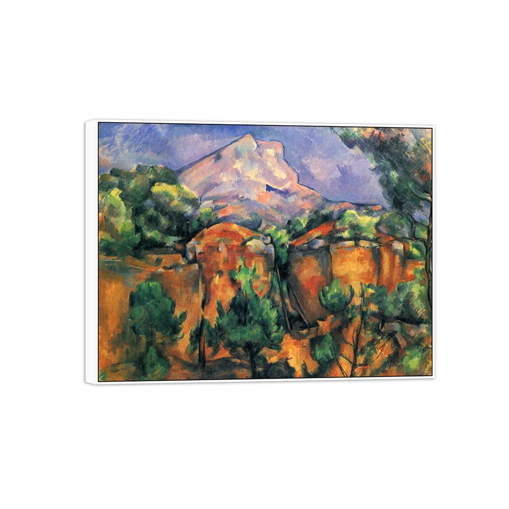 SDYSKKUG Canvas Wall Art Picture Decor Mountain 3 by Paul Cezanne 50x40cm White Frame