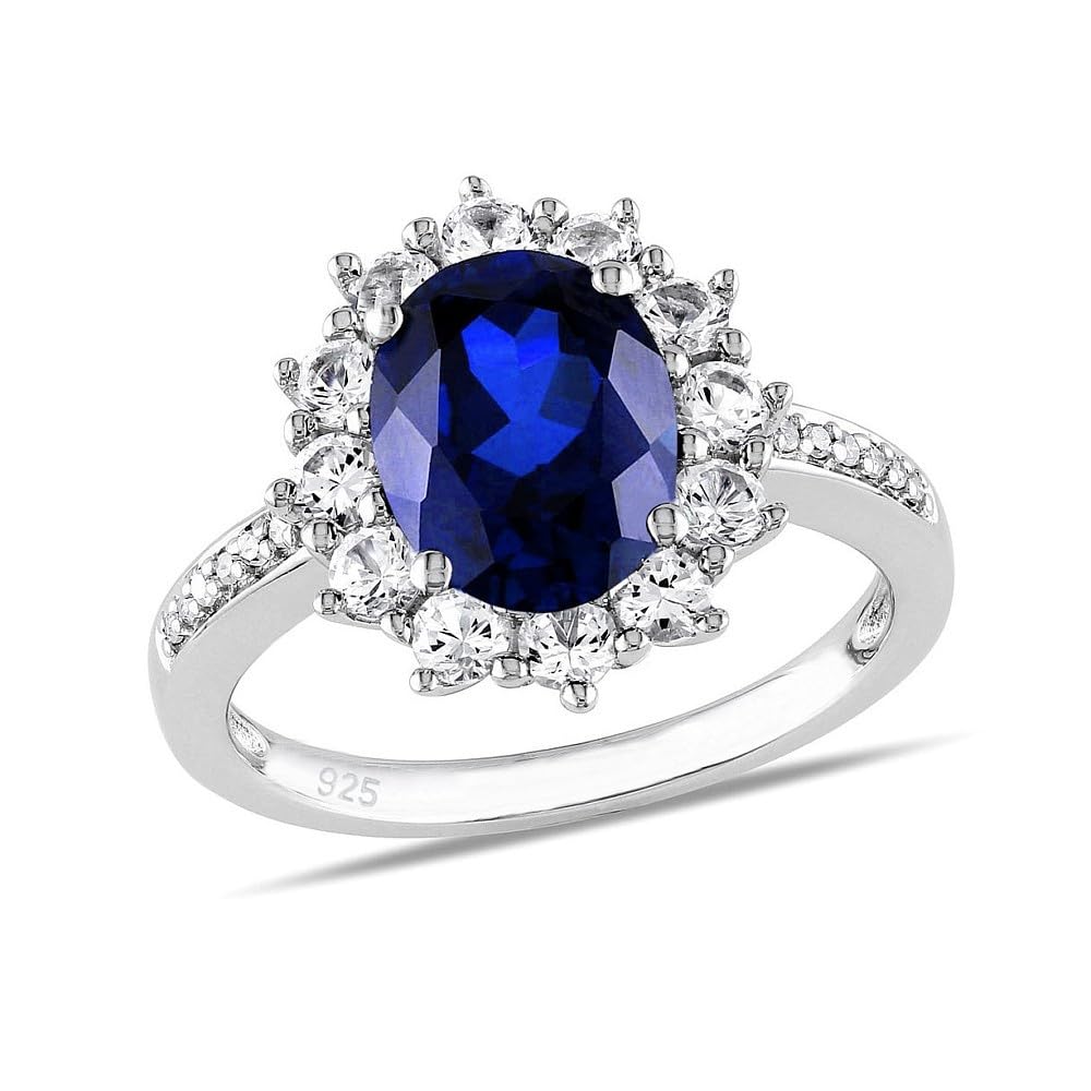 SILVEGO Damen Ring aus 925 Sterling Silber mit synthetischem Saphir Ring der Prinzessin Kate