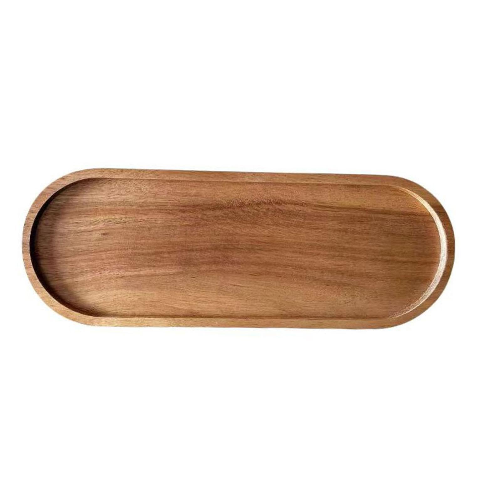 YIXANNX Wood Serving Tray Decorative Food Tray Home Decor Breakfast In Bed Dinner Snacks Platter Serving Decorative Food Organizer Kitchen Countertop, oval, 29x10.5cm