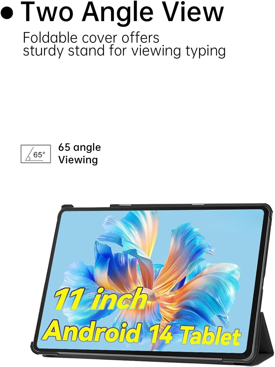 Case for FEONAL Tablet 11 inch,Hard PC and Premium PU Stand Cover Ultra Lightweight Slim Shell Stand Cover for Tablet 11 inch,Black image 2