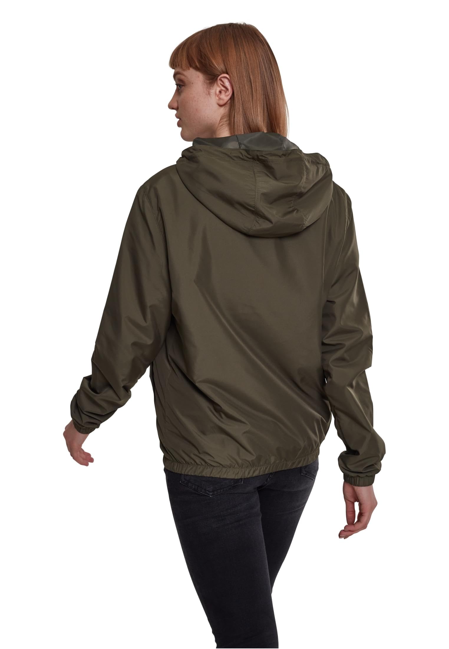 Urban Classics Damska wiatrówka z kapturem dla kobiet, damska kurtka Basic Pull Over Jacket dost?pna w ponad 10 wariantach kolorystycznych, rozmiary XS - 5XL, ciemnooliwkowy, M