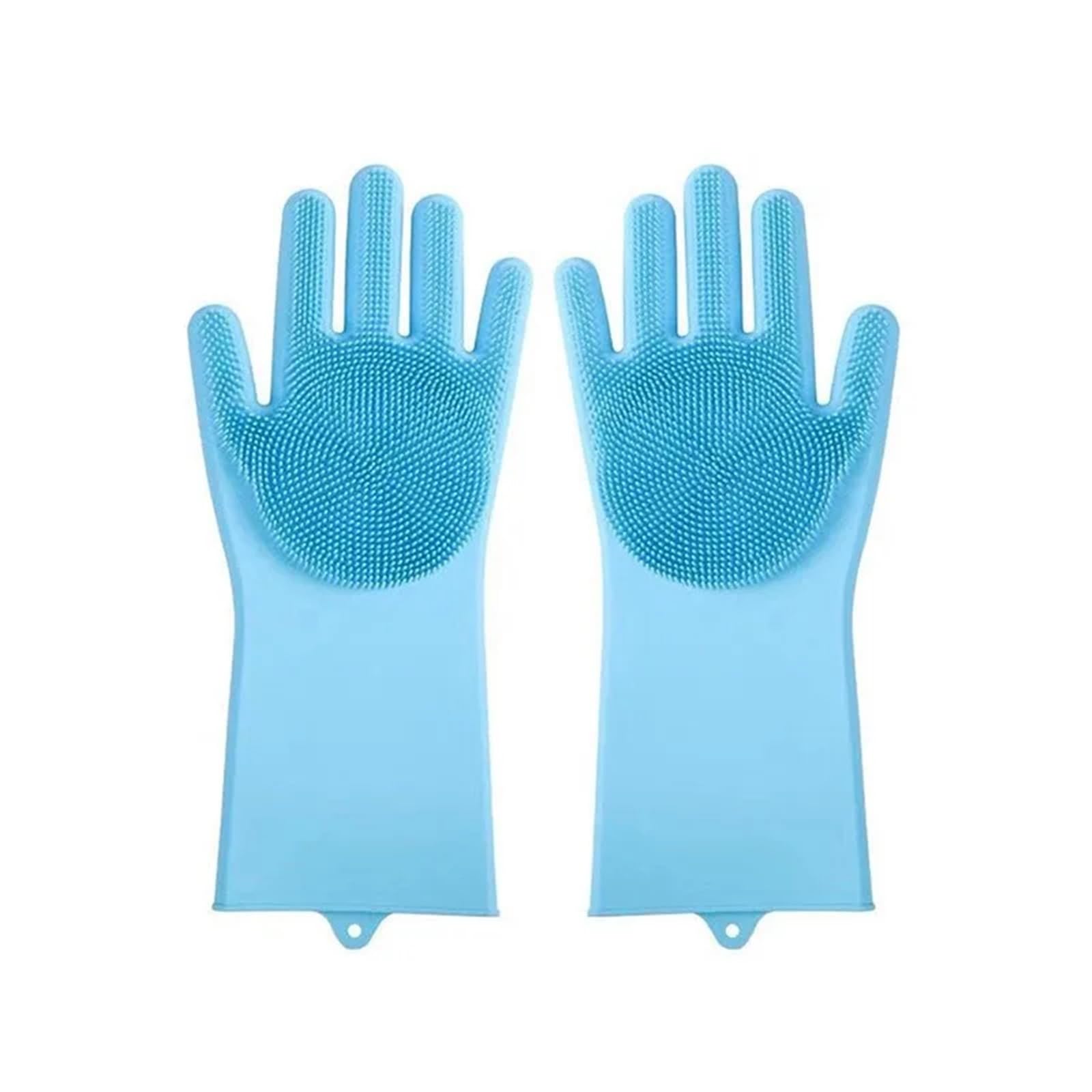 KJBDQQH Cleaning Gloves Silicone Dishwashing Gloves With Friendly Multi Purpose For Kitchen Pet Bath Car Cleaning Waterproof Tools for Household(Blue)