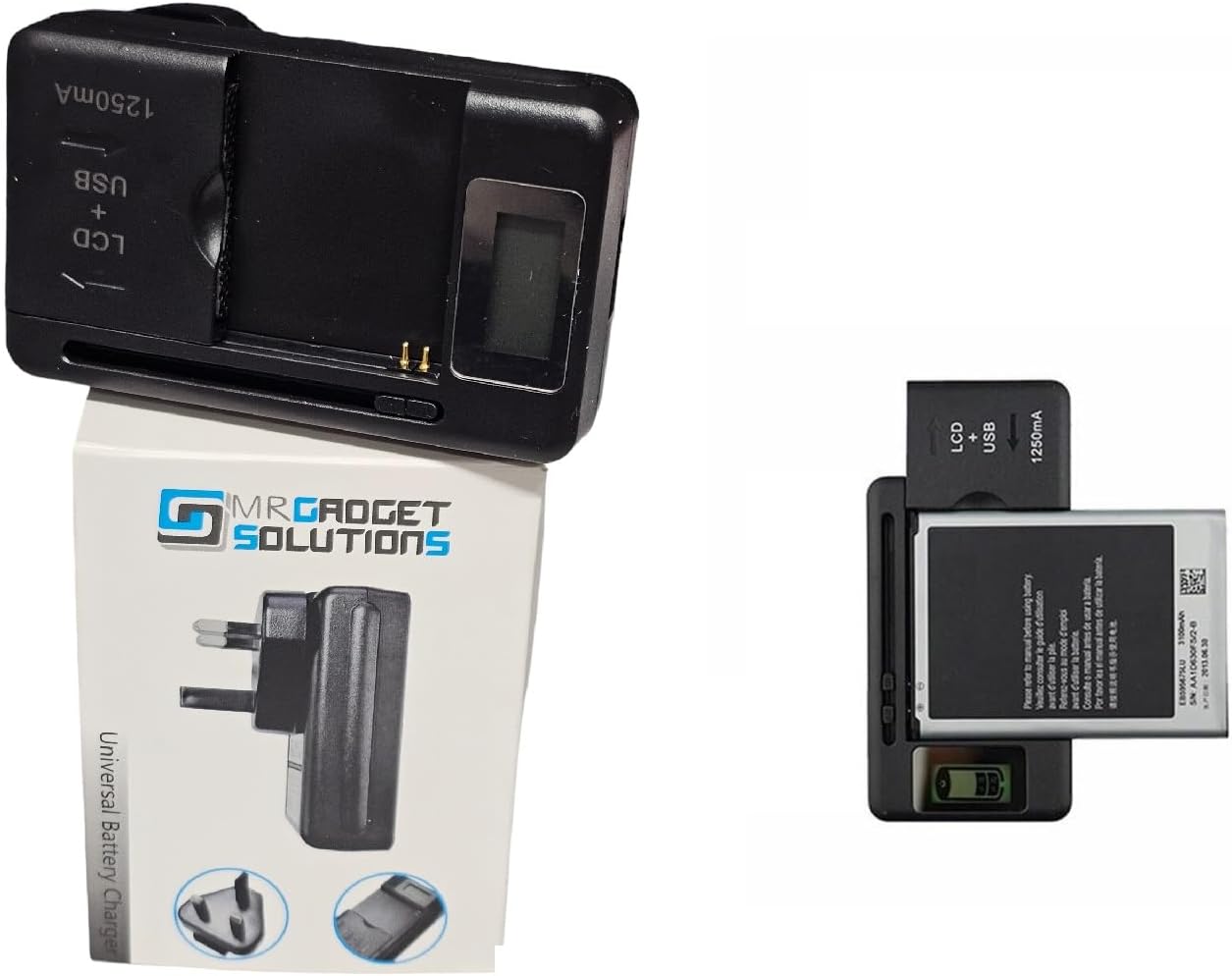 Universal Phone/Camera Battery External Charger & USB Port - Desktop Charger
