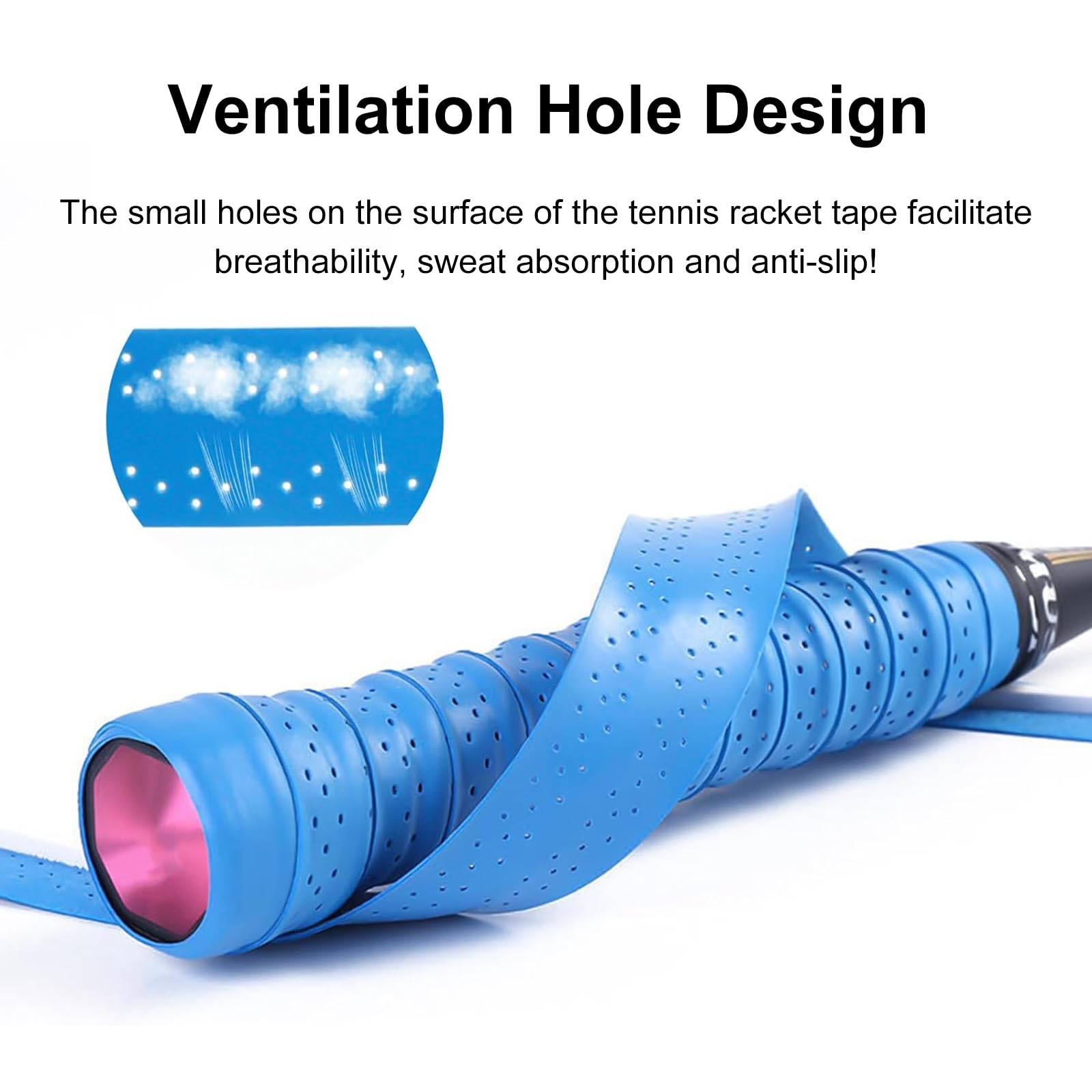 Fascia per racchette da tennis, 4 pezzi, autoadesiva, antiscivolo, per racchette da badminton, traspiranti, per racchette da tennis, badminton, squash