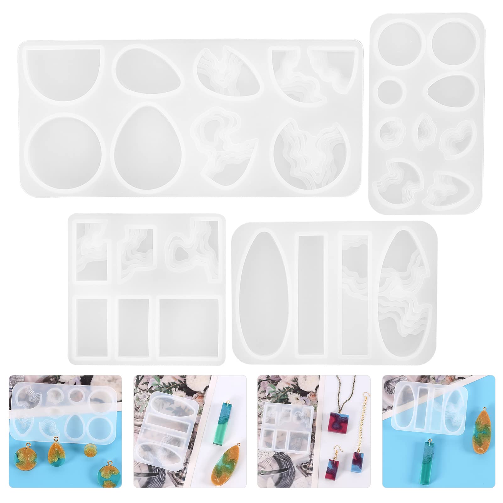 ARTIBETTER 3 Set Stampi Siliconper Creazione Mold Per Ciondoli E Fai Da Te Facile Da Sformare E Personalizzare Con Decorazioni Unichper Iniziare Per Artigiani Esperti 4 Pezzi * 3