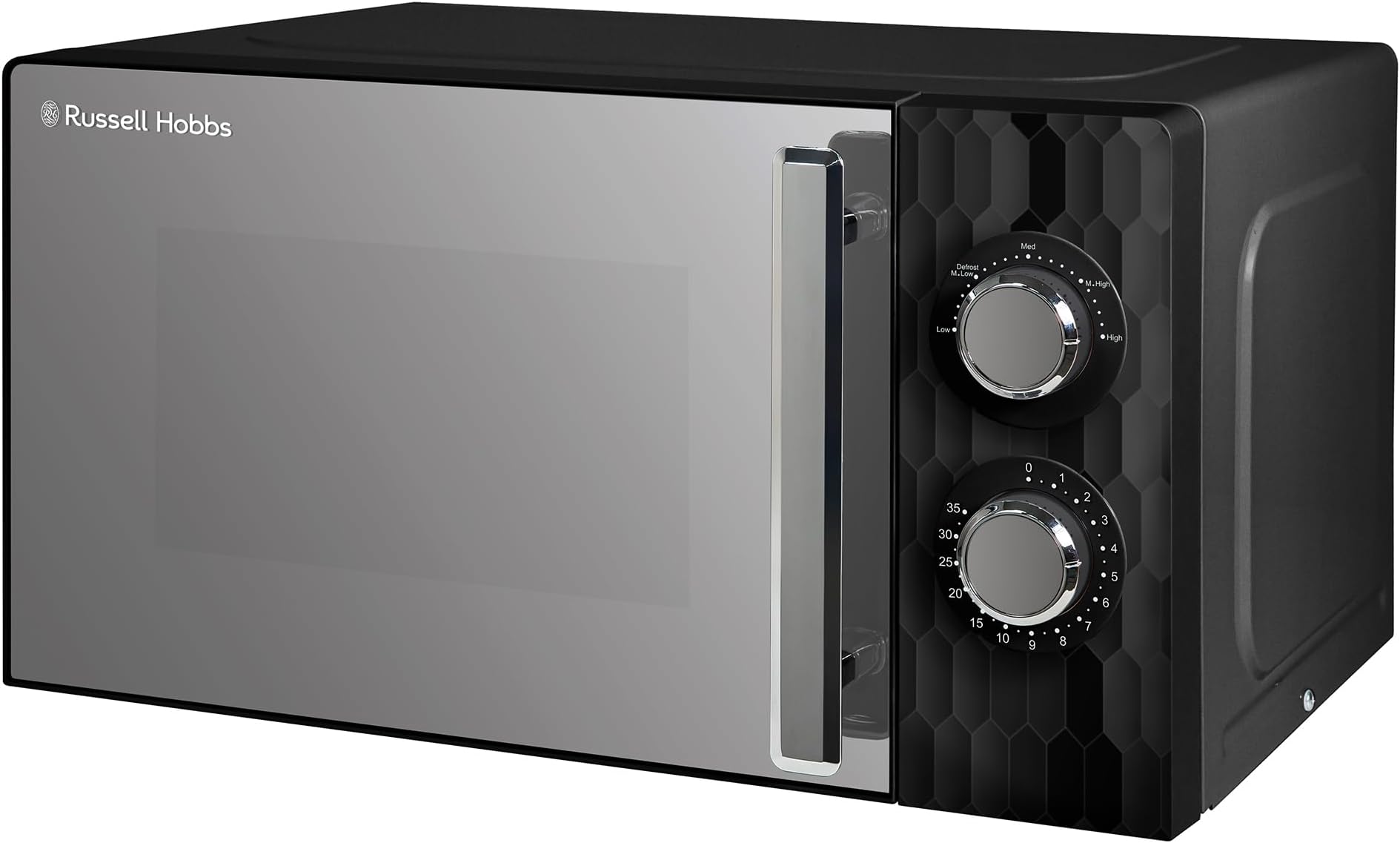 Russell Hobbs Honeycomb RHMM715B 17 Litre 700W Black Solo Manual Microwave with 5 Power Levels, Integrated Timer and Defrost Function