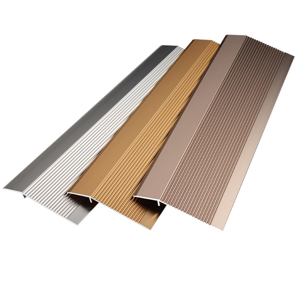 3 Pièces Bandes de Transition en Aluminium pour Entrée de Porte, Réducteur de Porte/Dalle/Seuil, Bande D'Habillage de Sol pour Chambre/Cuisine/Salle de Bain (Color : Argent)